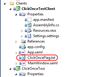 Now go to your Solution Explorer and add a ClickOnceFlag.txt file to your ClickOnce project(s).