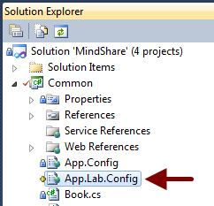 Create a new configuration file in the project called "App.Lab.Config".