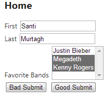 Enter your First and Last name, and select your favorite bands.