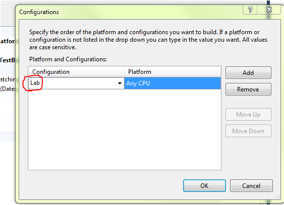 Be sure to change your build configuration by editing your build definition.