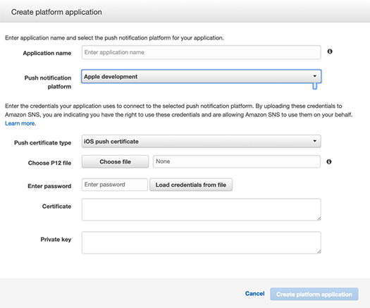 iOS Push Notifications - AWS SNS - Create platform application