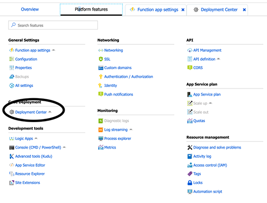 select Deployment Center