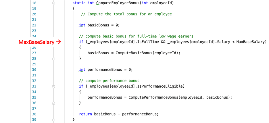 the identification of a boundary condition in our method involving the MaxBaseSalary constant