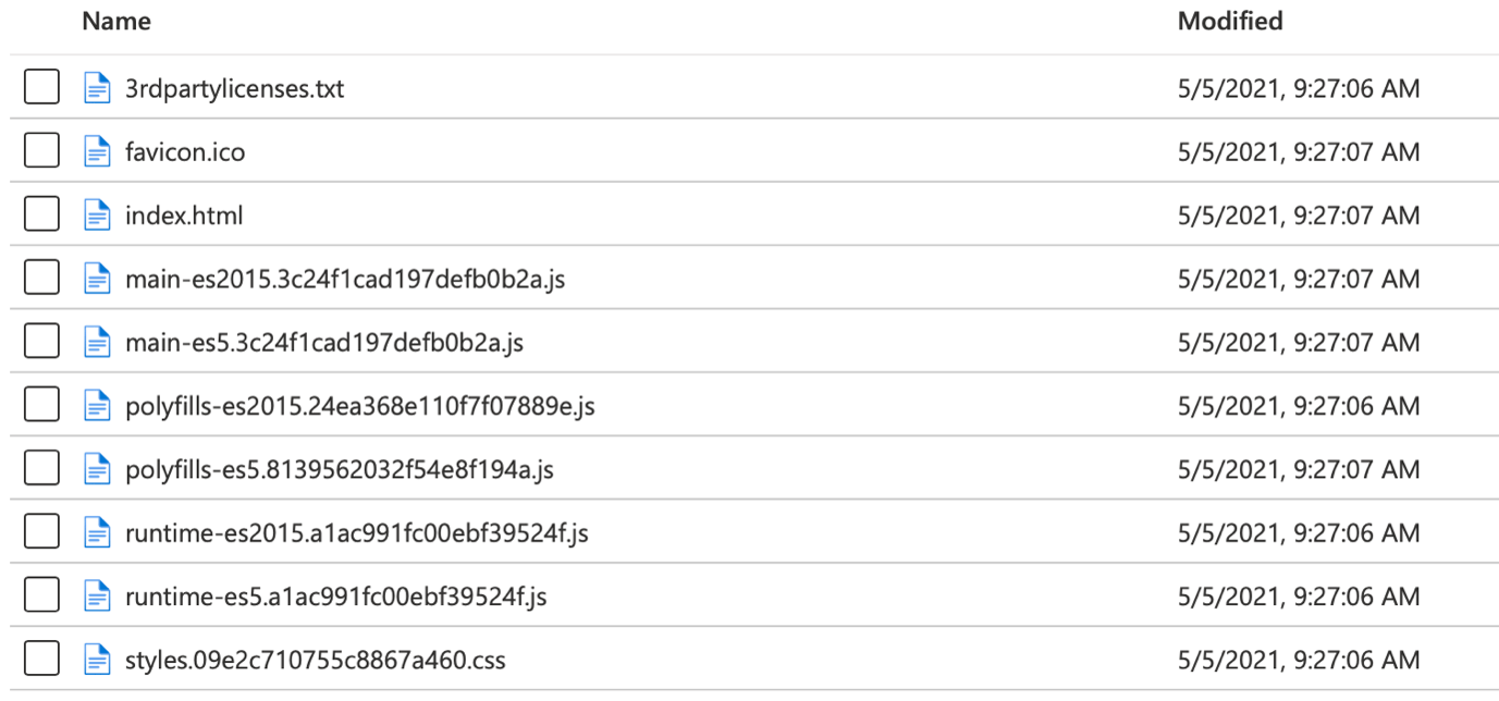 files in blob storage