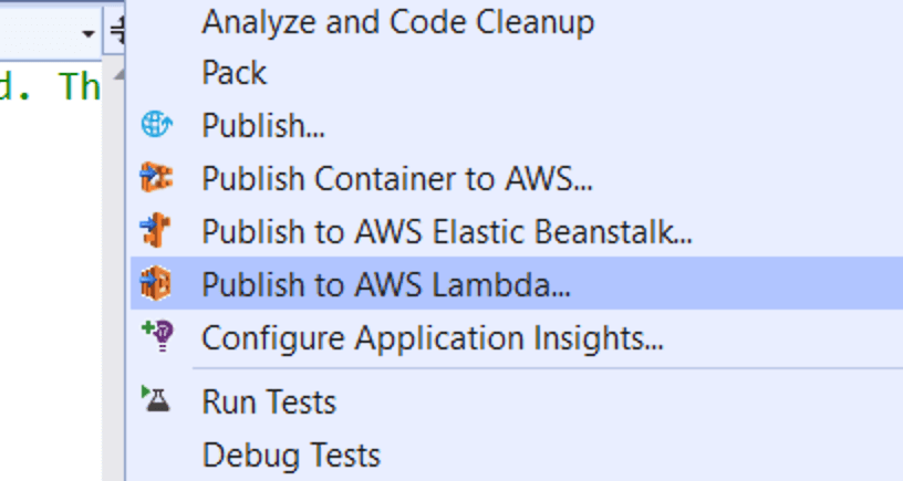 publish to AWS Lambda