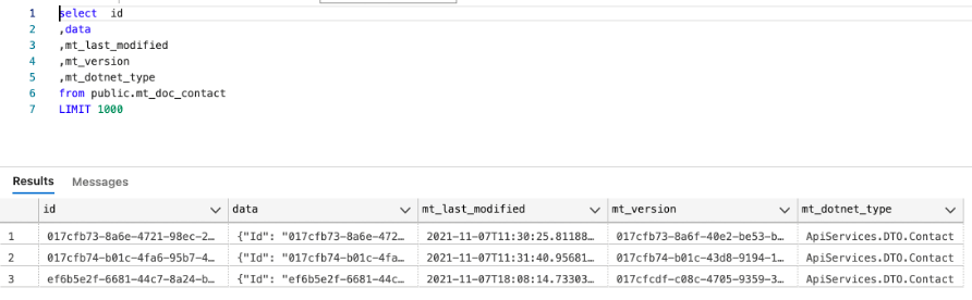 How Marten stores data