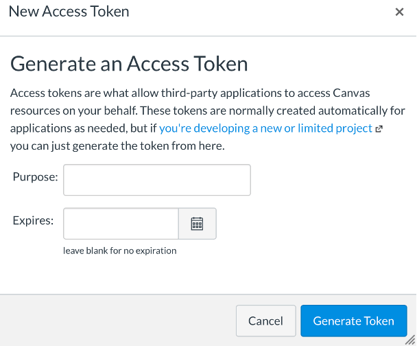Generate an Access Token for Canvas