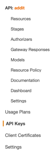 AWS Console menu