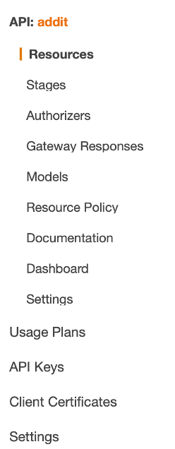 AWS Console menu