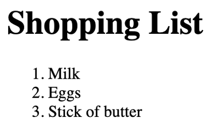 shopping list