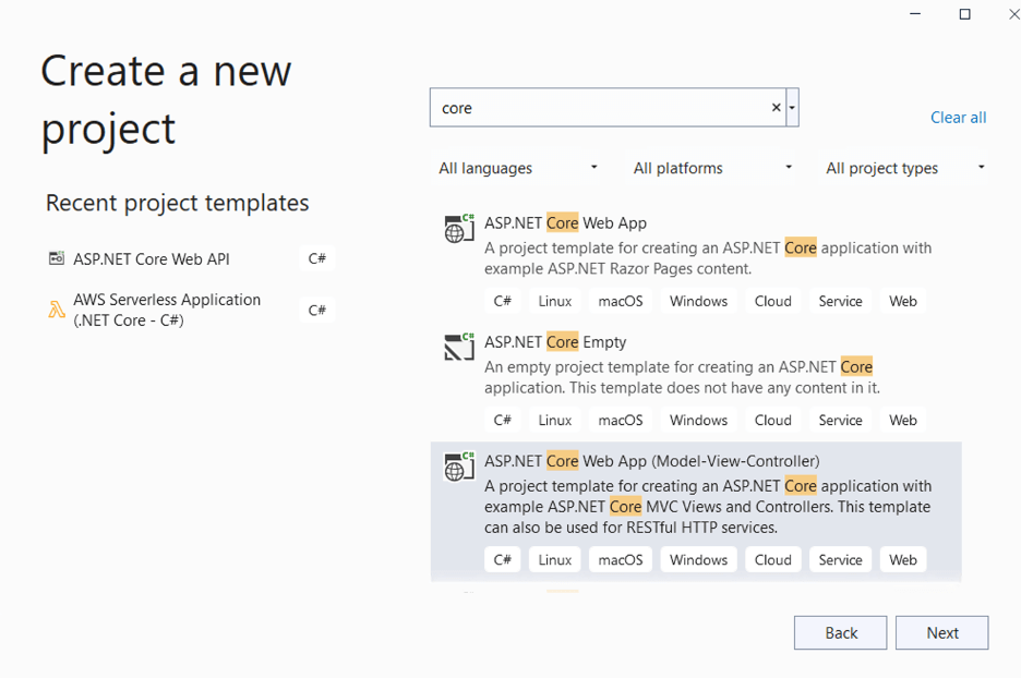 Starting a new MVC project