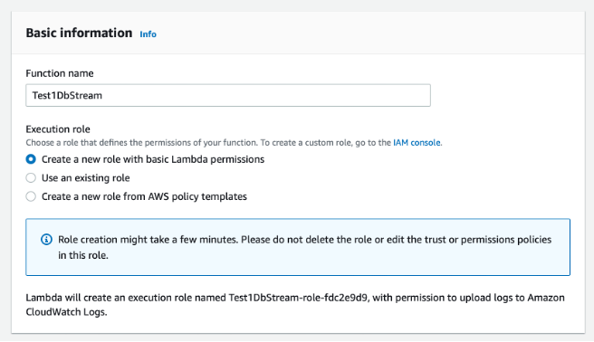 Lambda Basic Information page