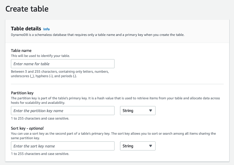 Create table page