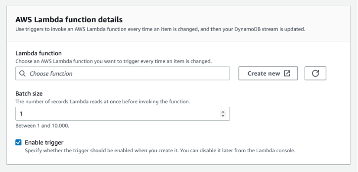 AWS Lambda function details