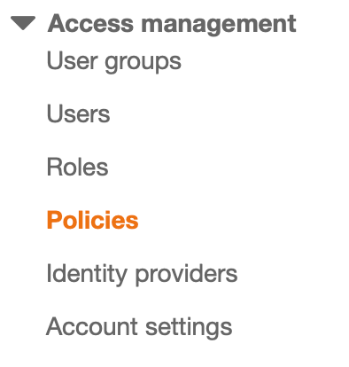 Access management menu