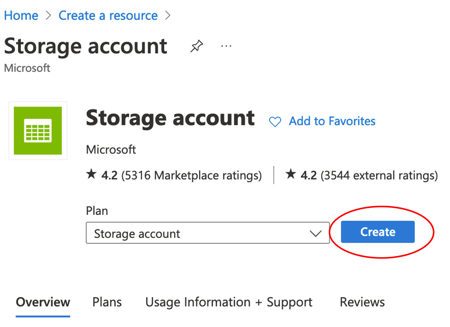 Creating a storage account