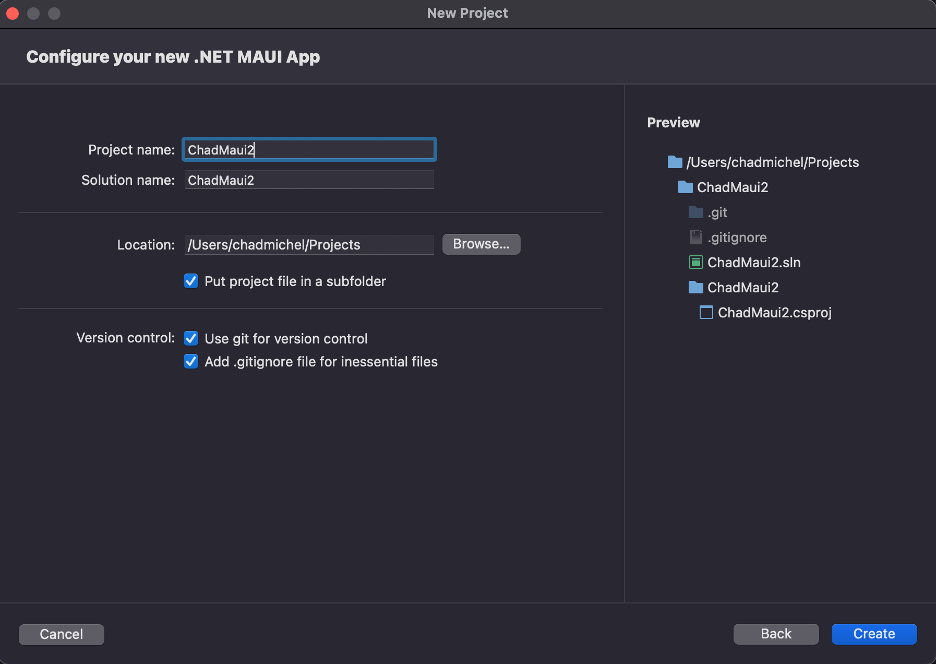 Configuring a new .NET MAUI project