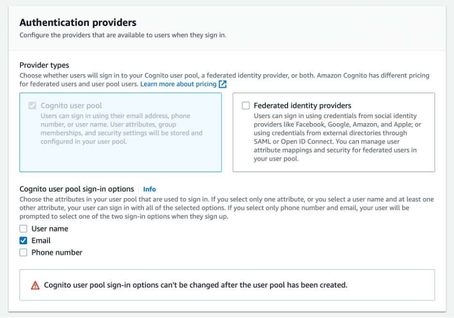 Authentication providers box