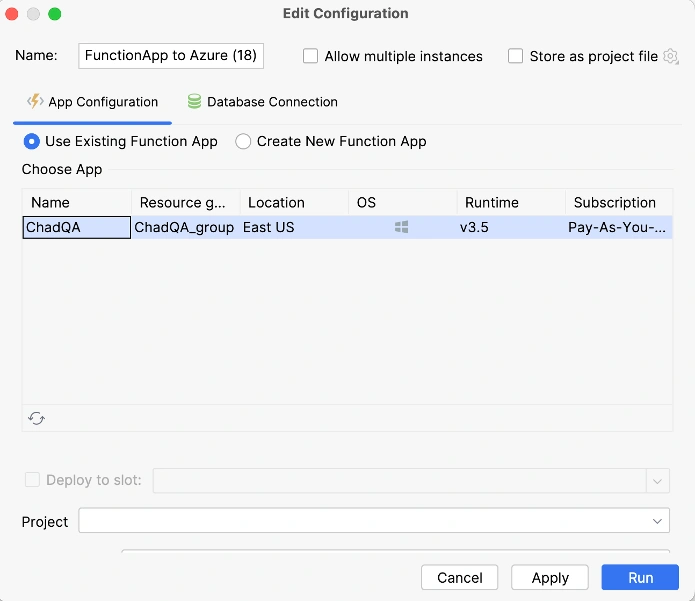 Edit configuration box