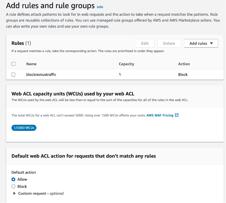 Add rules and rule groups section in AWS