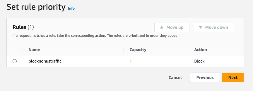 Set rule priority section in AWS